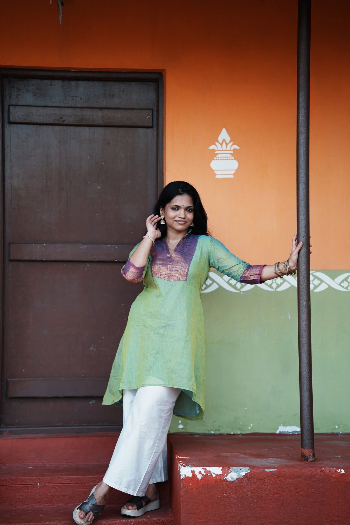 Kalyani – Pistachio Green Long Kurti | Utsav