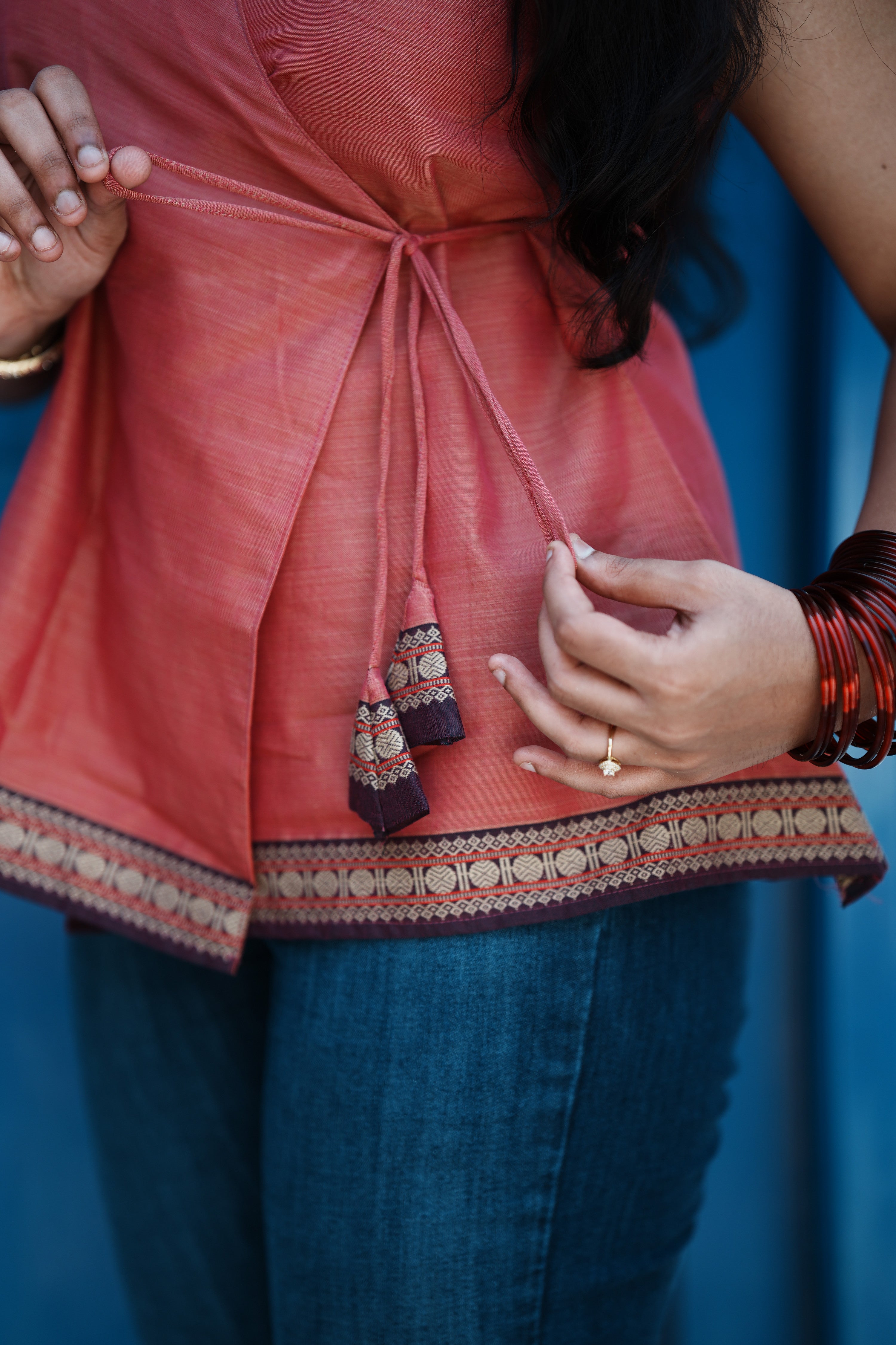Kaveri – Coral Wrap Short Kurti | Afterglow Secondary image