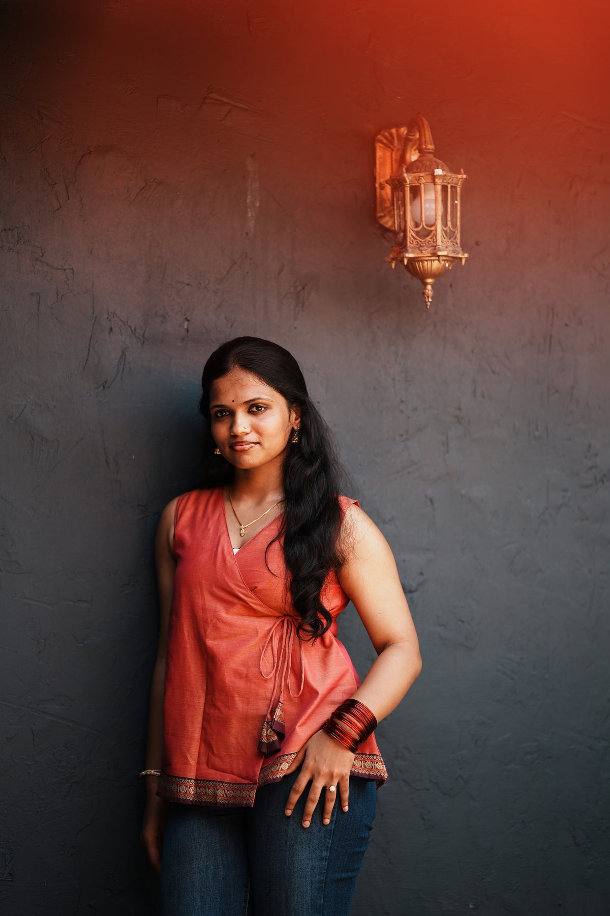 Kaveri – Coral Wrap Short Kurti | Afterglow