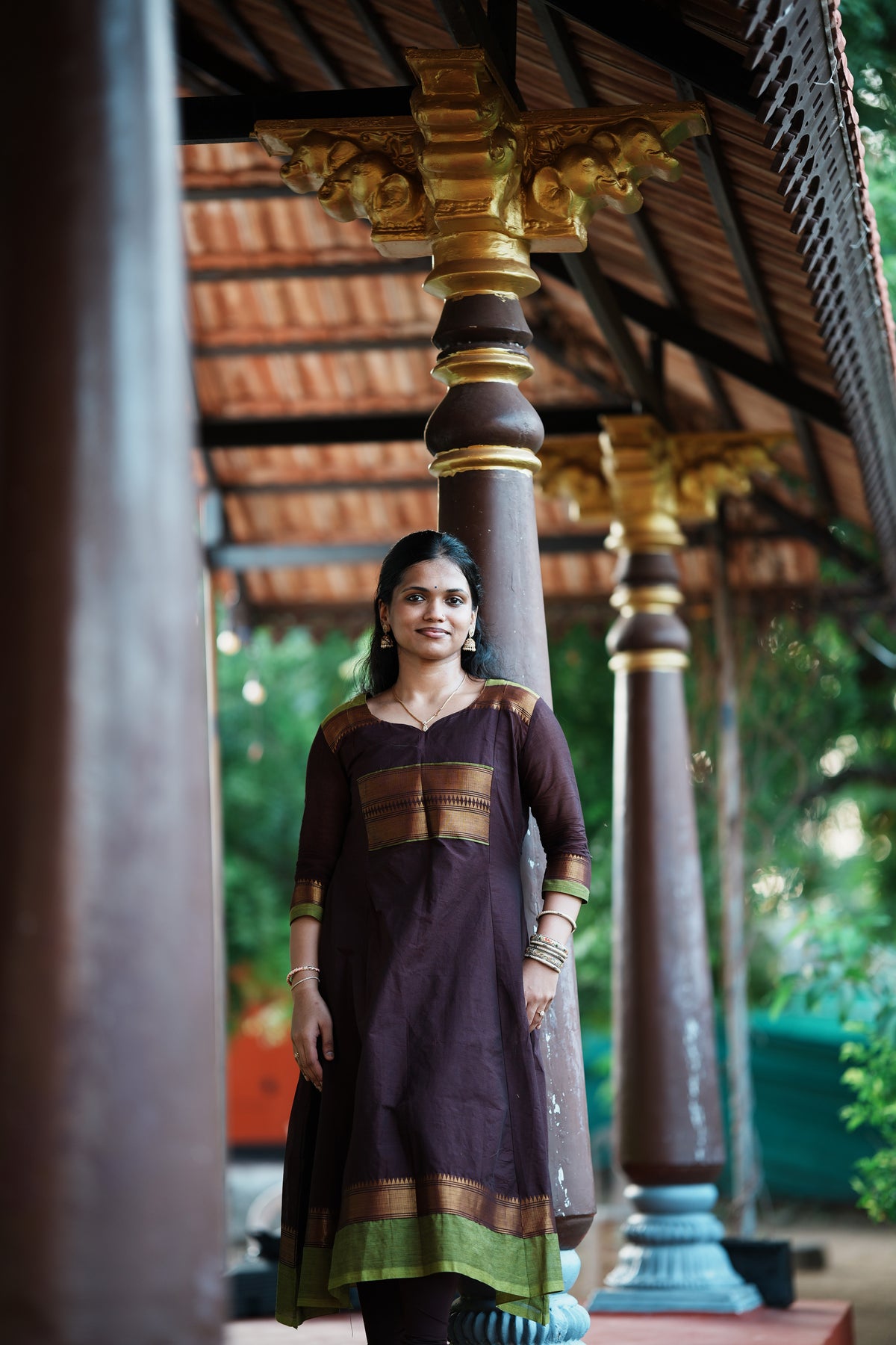 Madhavi – Chocolate Brown Flared Long Kurti | Utsav