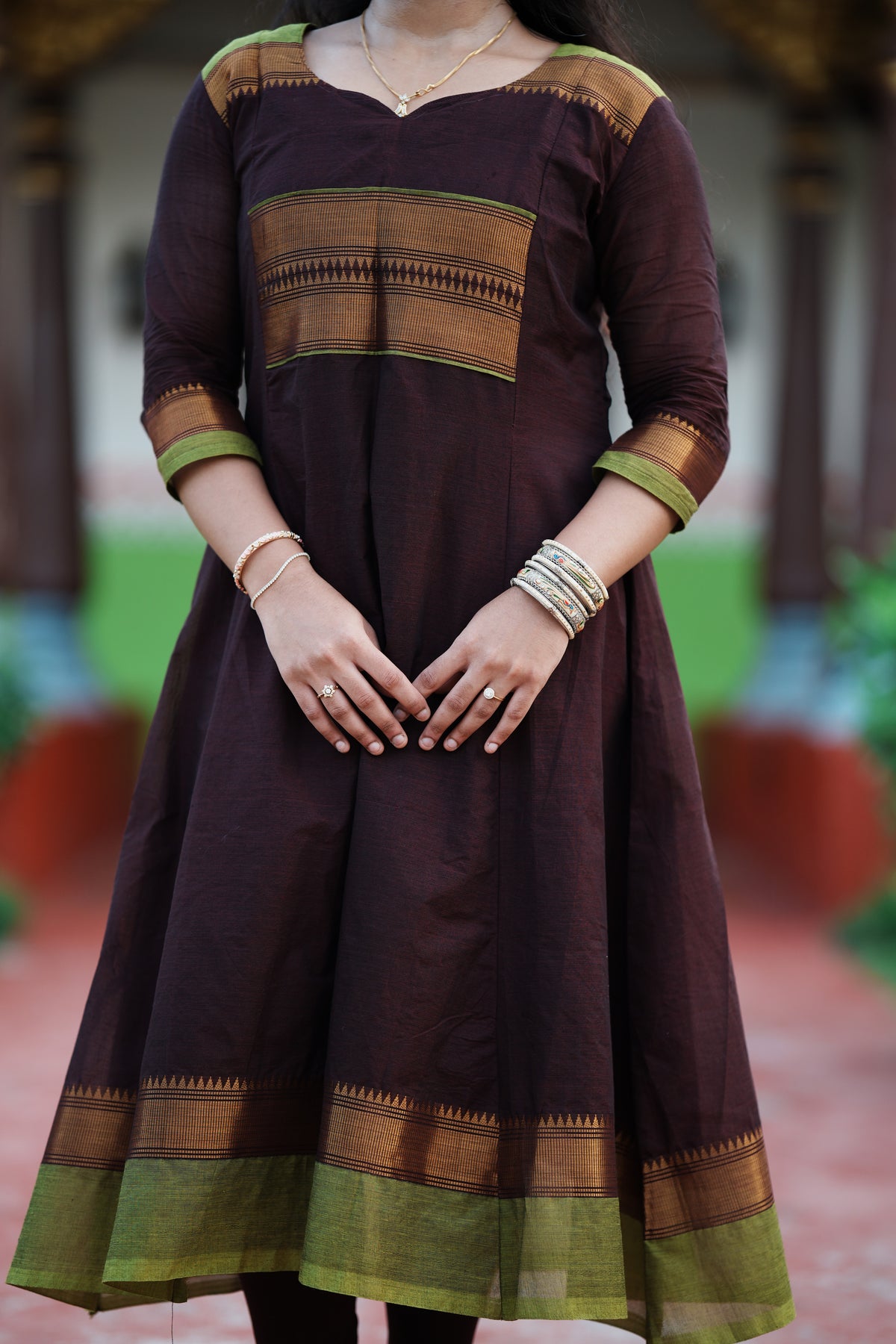 Madhavi – Chocolate Brown Flared Long Kurti | Utsav