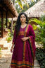 Manasa – Magenta Checked Anarkali Long Kurti | Utsav