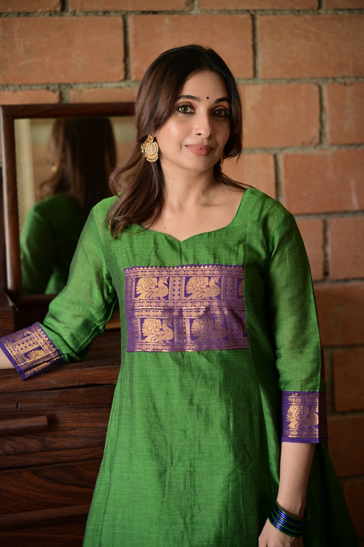 Meenakshi – Green Anarkali Long Kurti | Utsav