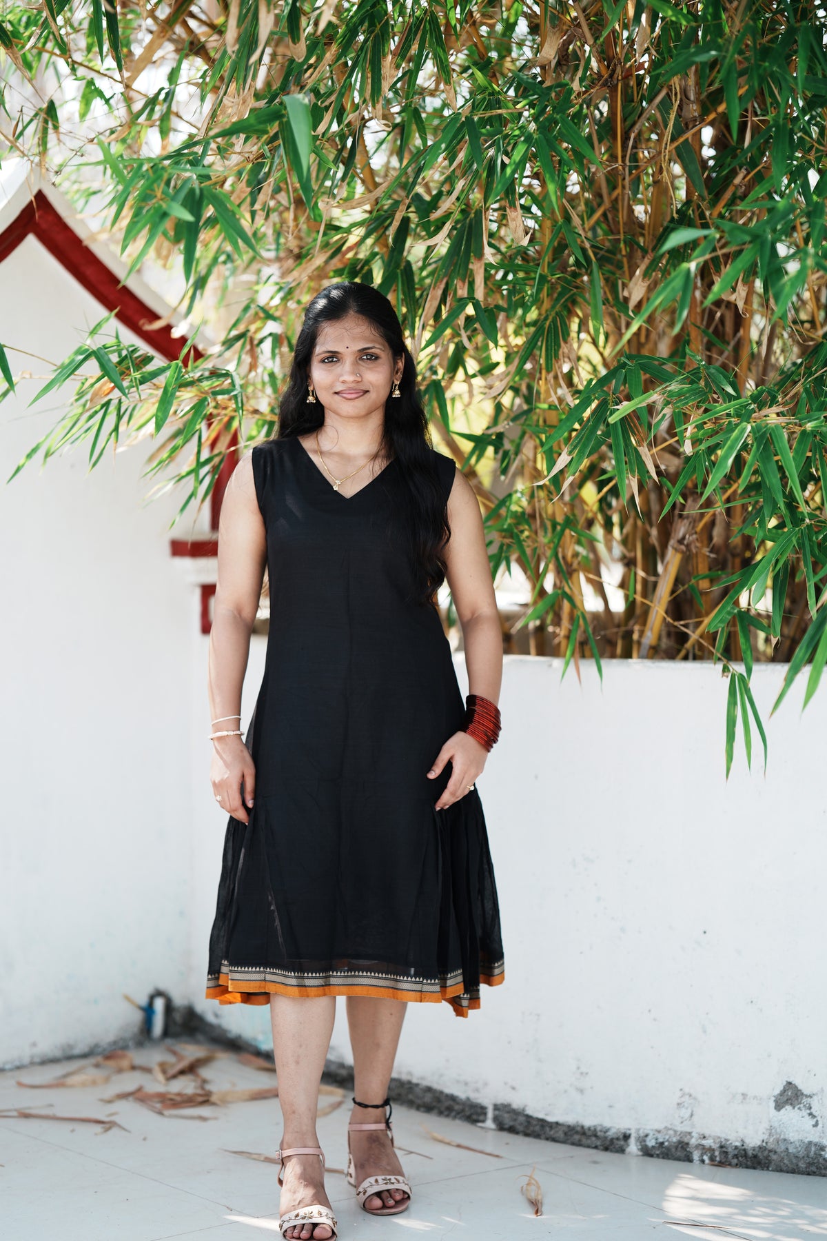 Nandini – Black Sleeveless Short Kurti | Afterglow Main image