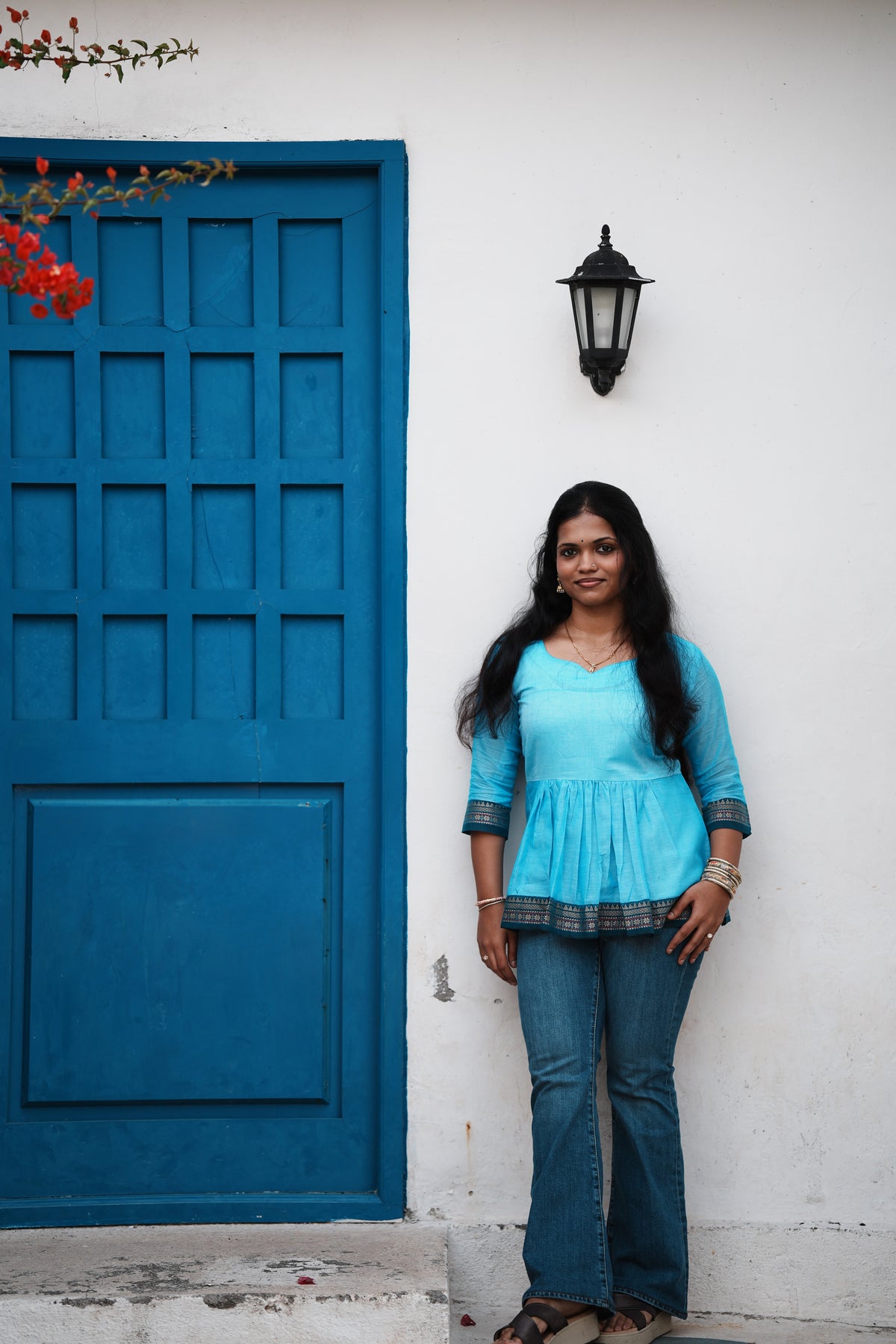 Nila – Turquoise Peplum Short Kurti | Afterglow