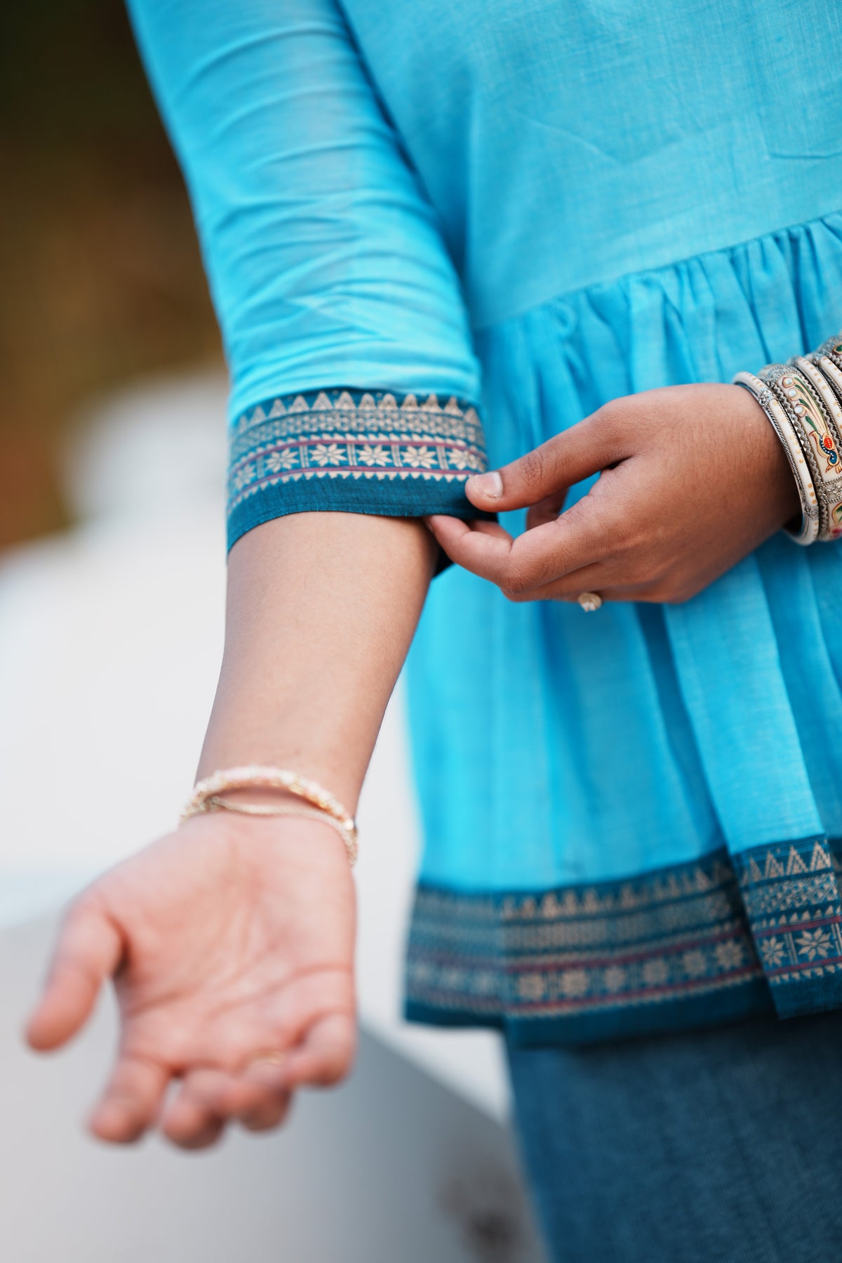 Nila – Turquoise Peplum Short Kurti | Afterglow