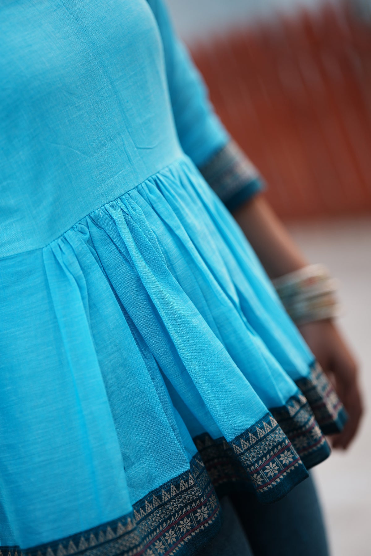 Nila – Turquoise Peplum Short Kurti | Afterglow