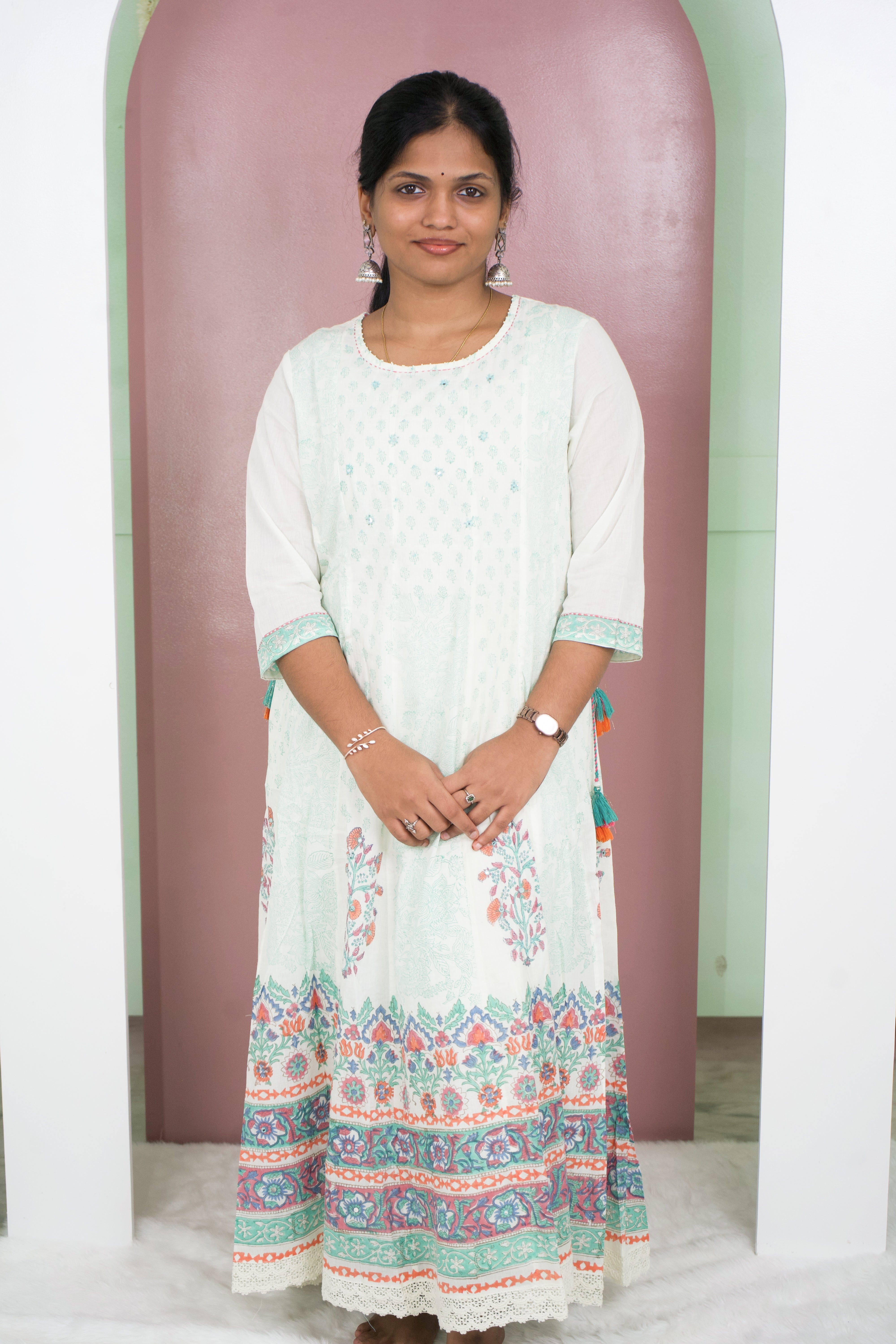 Floral Jaipuri Charm: Mulmul Cotton Frock Secondary image