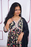 Black anarkali pure chinnon 3 piece kurti set