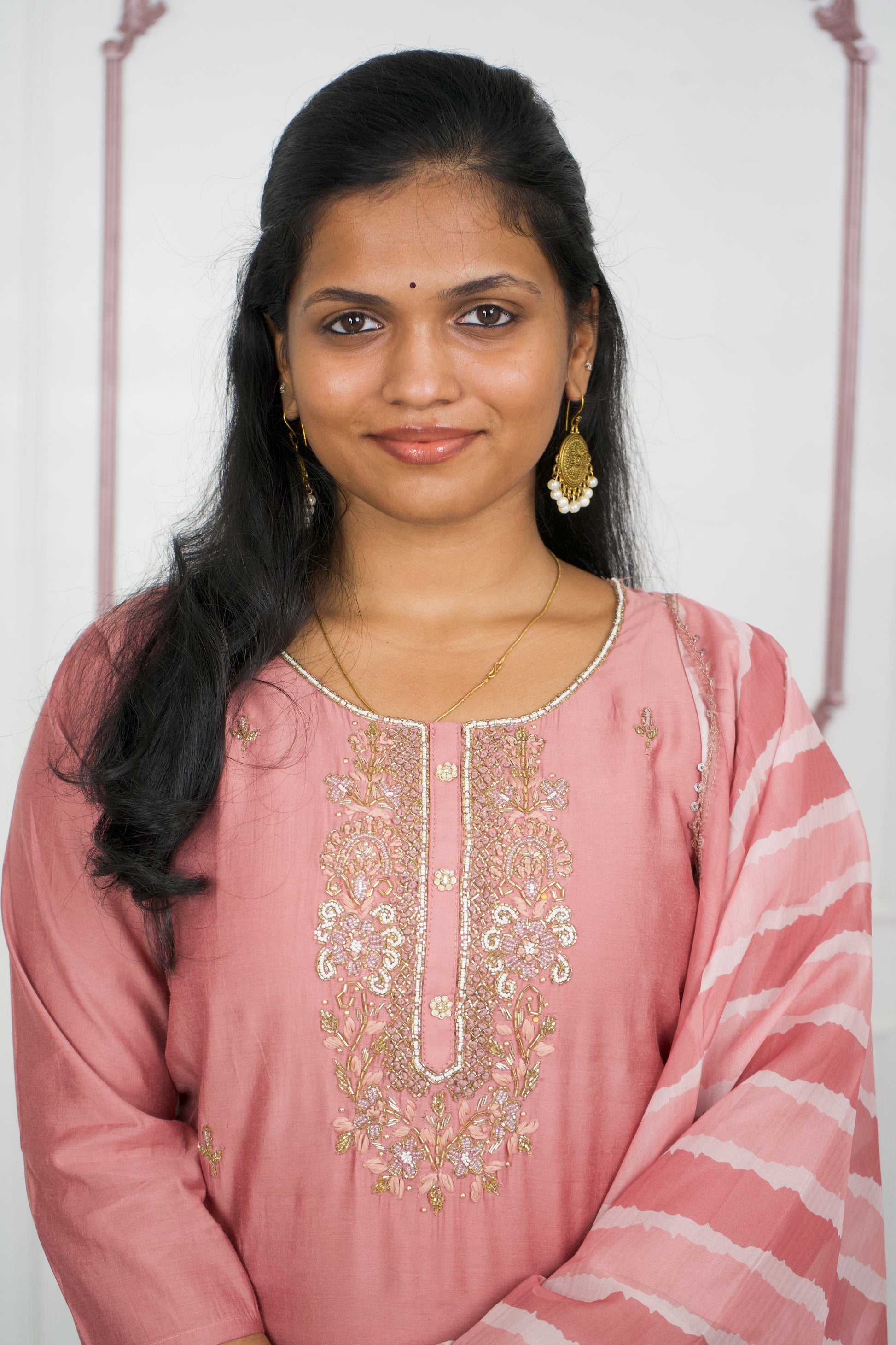 Mauve 3-Piece Kurti Set with Exquisite Handwork
