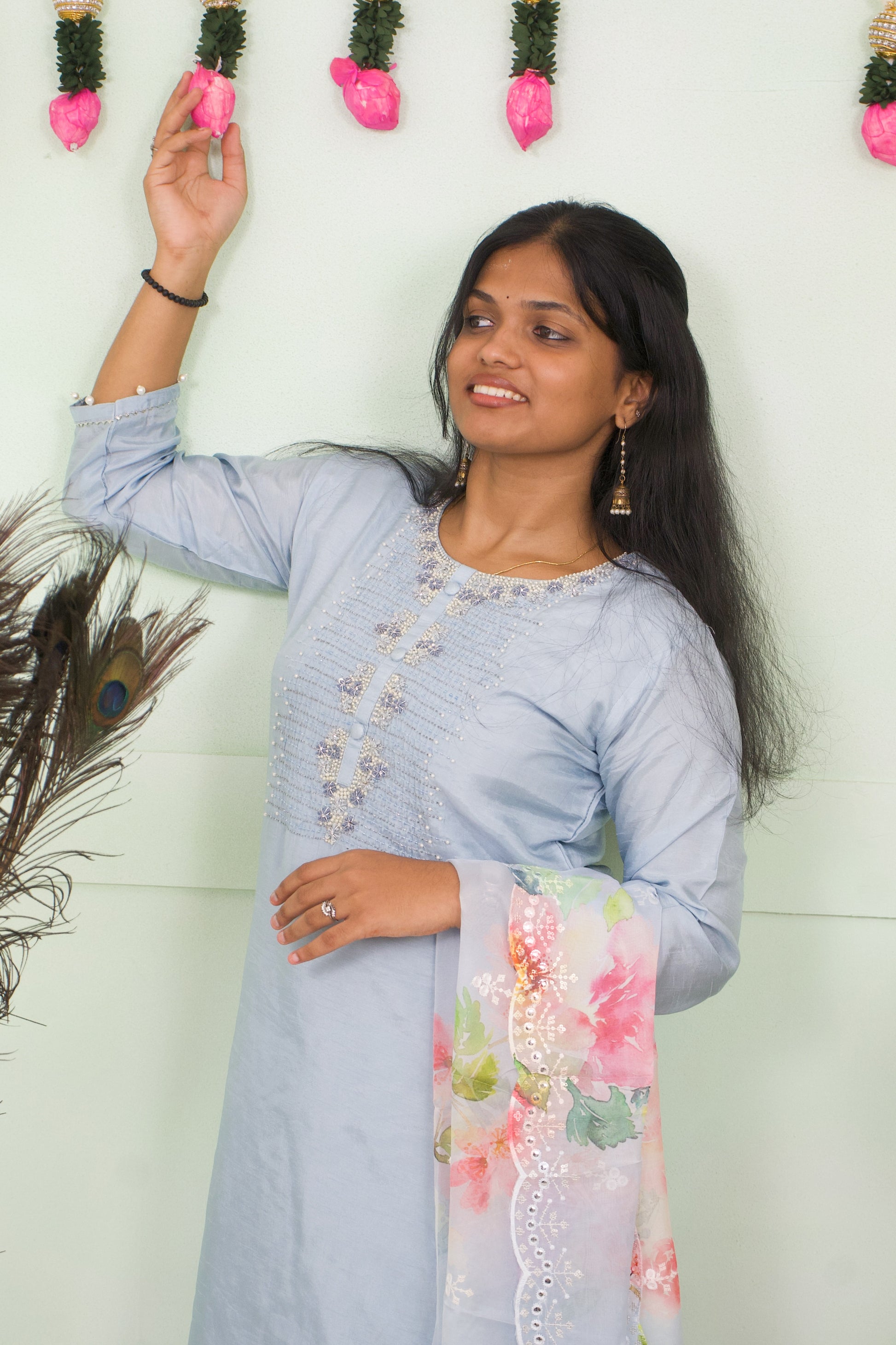  Icy blue dola silk 3 piece set