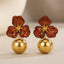 MIMI - Amber Resin Floral Drop Earrings With Gold Accents