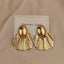 SUGA - Gold Tone Pleated Fan Drop Earrings For Women
