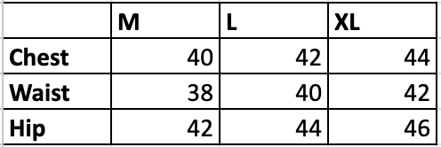 Size chart