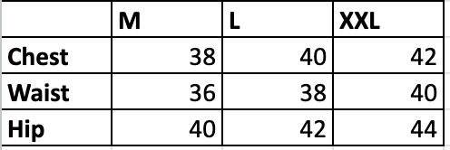 Size chart