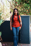 Thamarai – Burnt Orange Tie-Neck Short Kurti | Afterglow