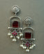 Pair of silver Oxidized earrings with pearl beads  in Brass metal