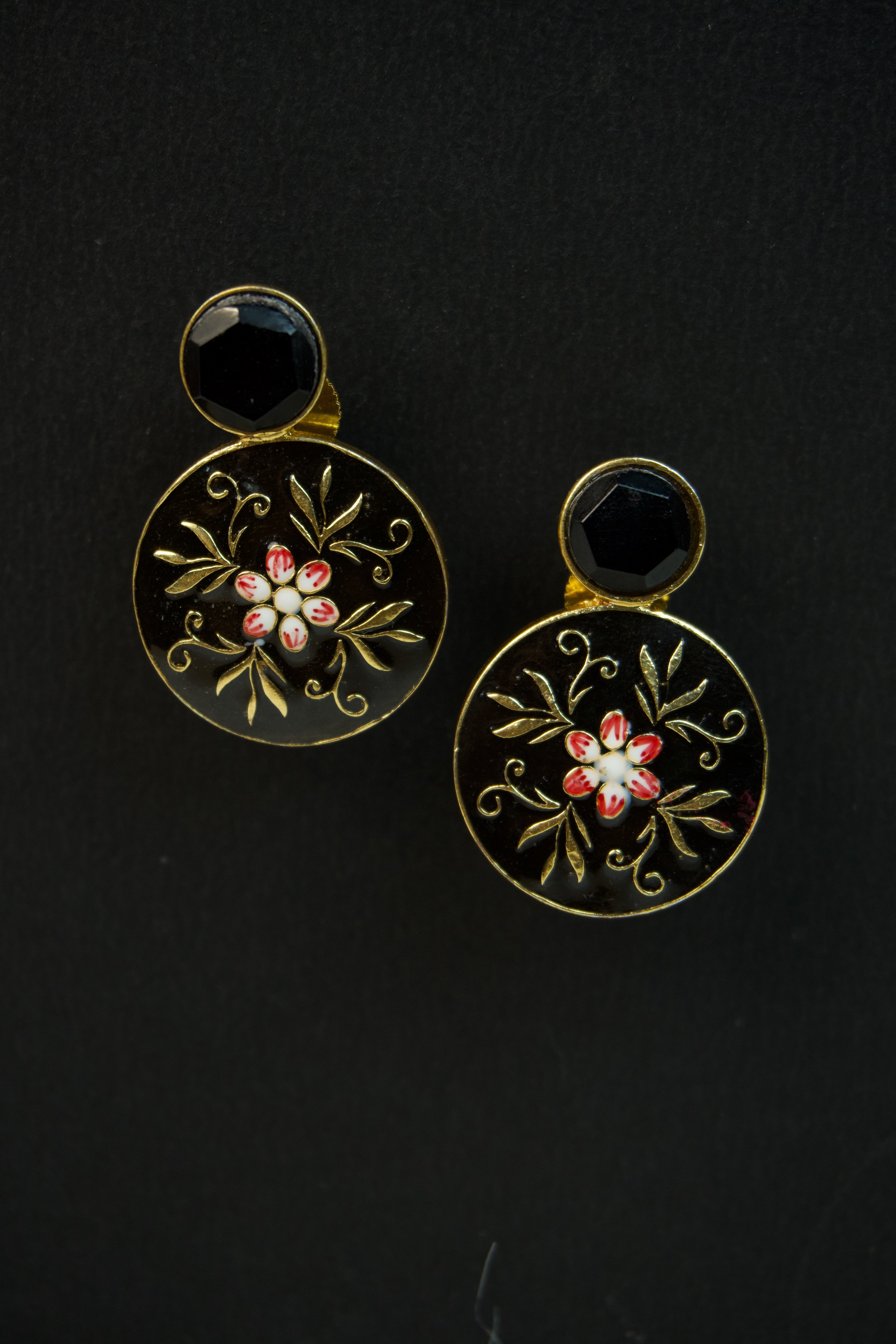 Pair of silver Oxidized earrings with pearl beads  in Brass metal Main image