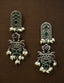 Pair of silver Oxidized earrings with pearl beads  in Brass metal