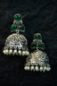 Pair of silver Oxidized earrings with pearl beads  in Brass metal