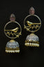 Pair of silver Oxidized earrings with pearl beads  in Brass metal