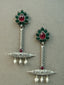 Pair of silver Oxidized earrings with pearl beads  in Brass metal
