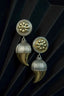 Pair of silver Oxidized earrings with pearl beads  in Brass metal
