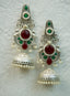 Pair of silver Oxidized earrings with pearl beads  in Brass metal