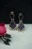 Pair of silver Oxidized earrings with pearl beads  in Brass metal