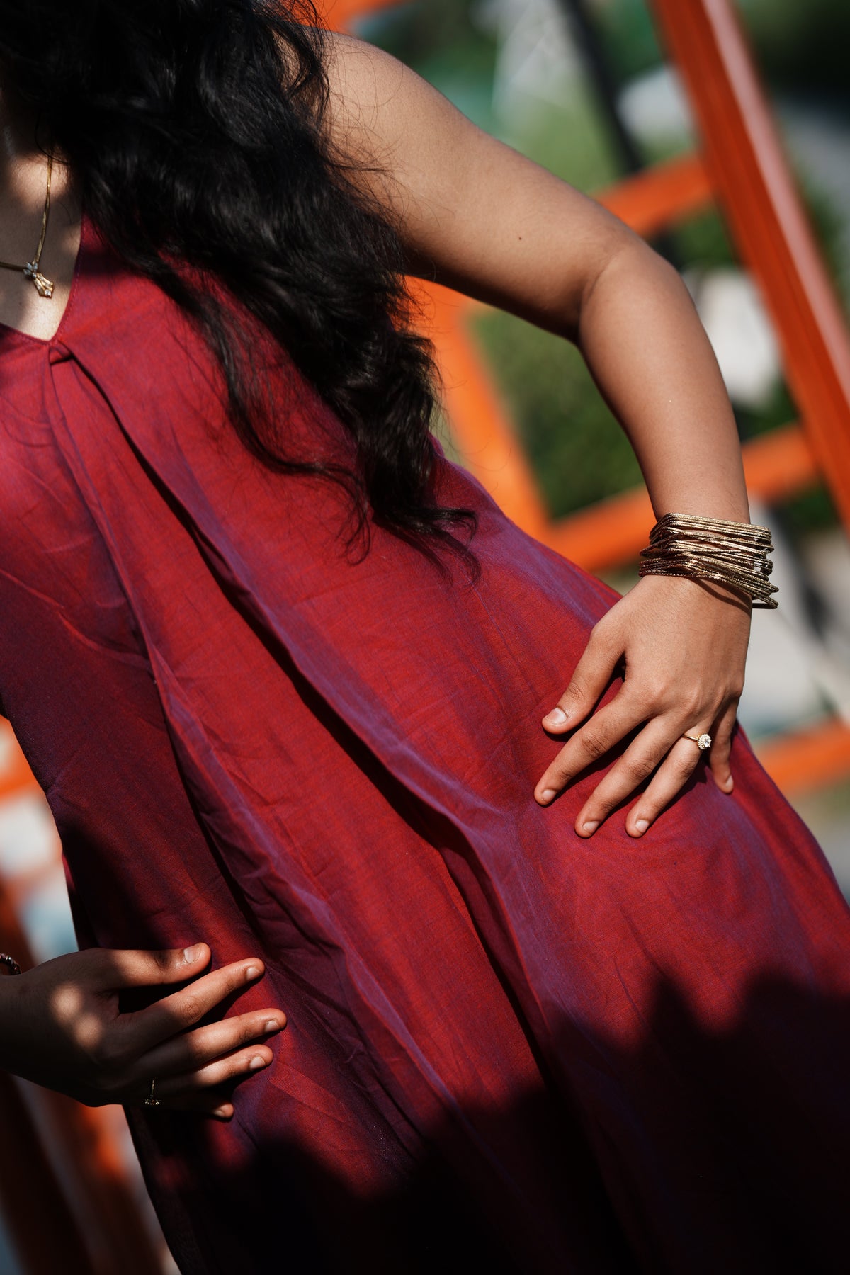 Vaidehi – Majenta Sleeveless Long Kurti | Utsav