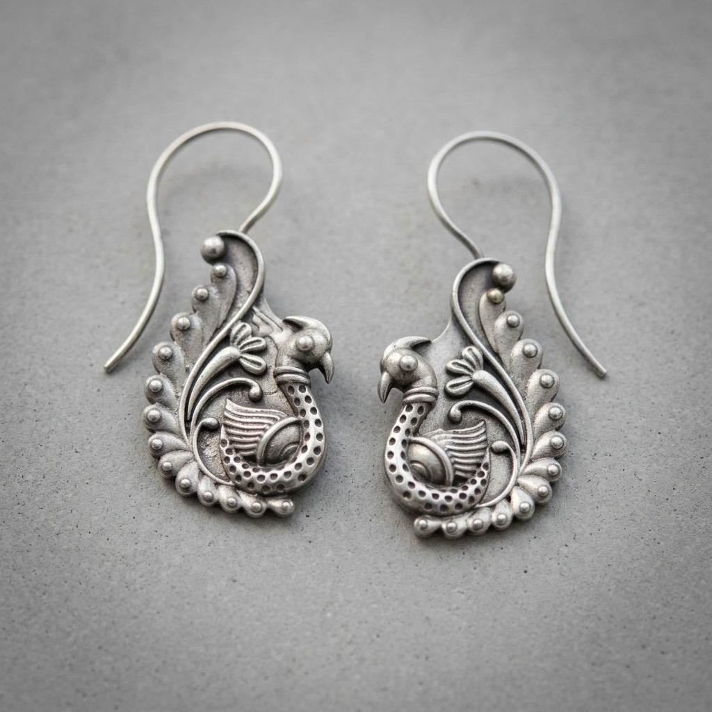 MYRA - Silver Toned BRASS Earrings Main image
