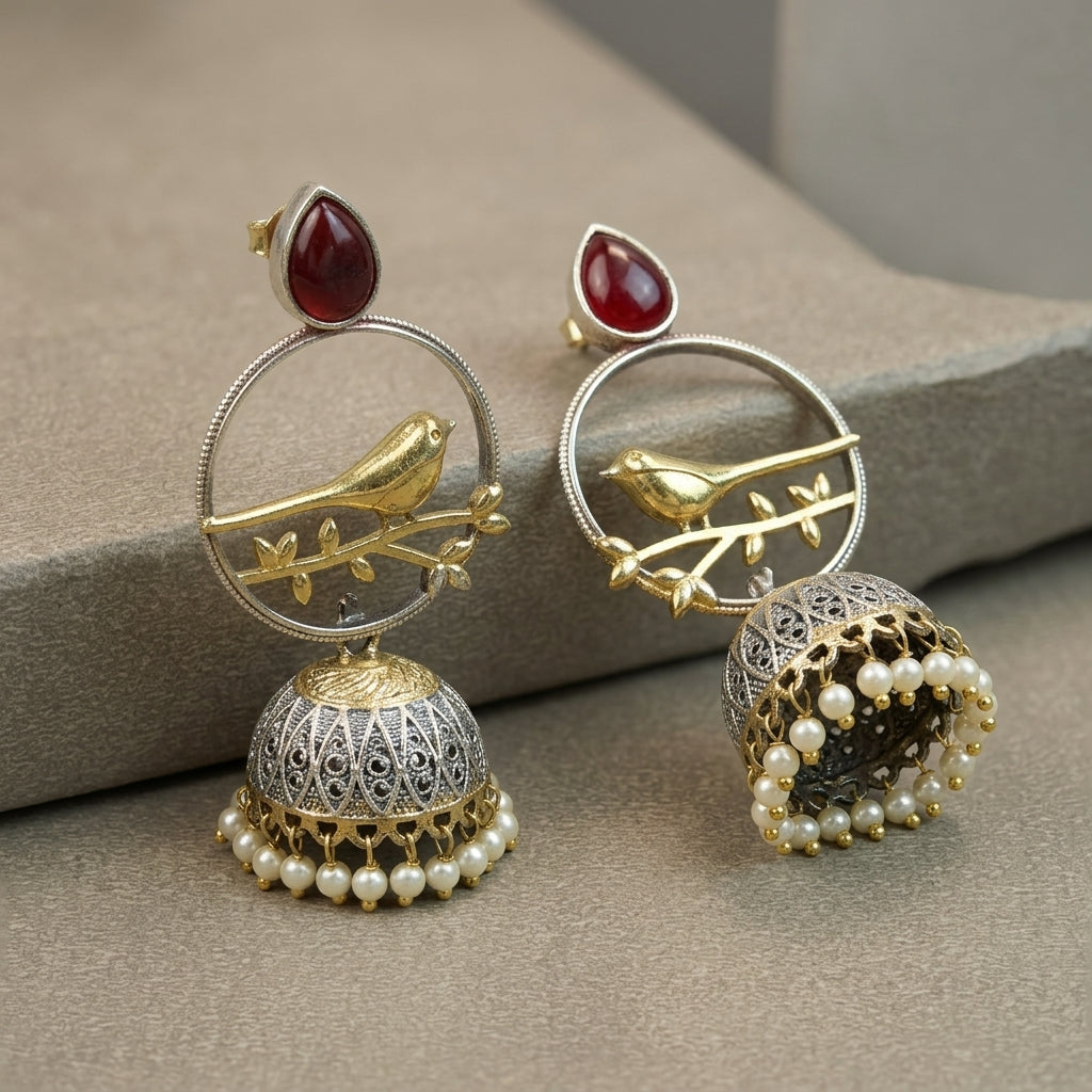 SARA - Dual Toned Premium Jaipur Earring Main image