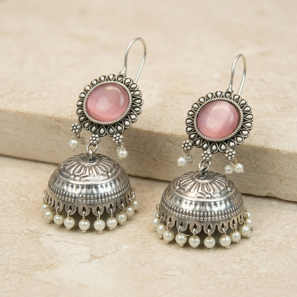 MYRA - Silver Toned BRASS Earrings Main image