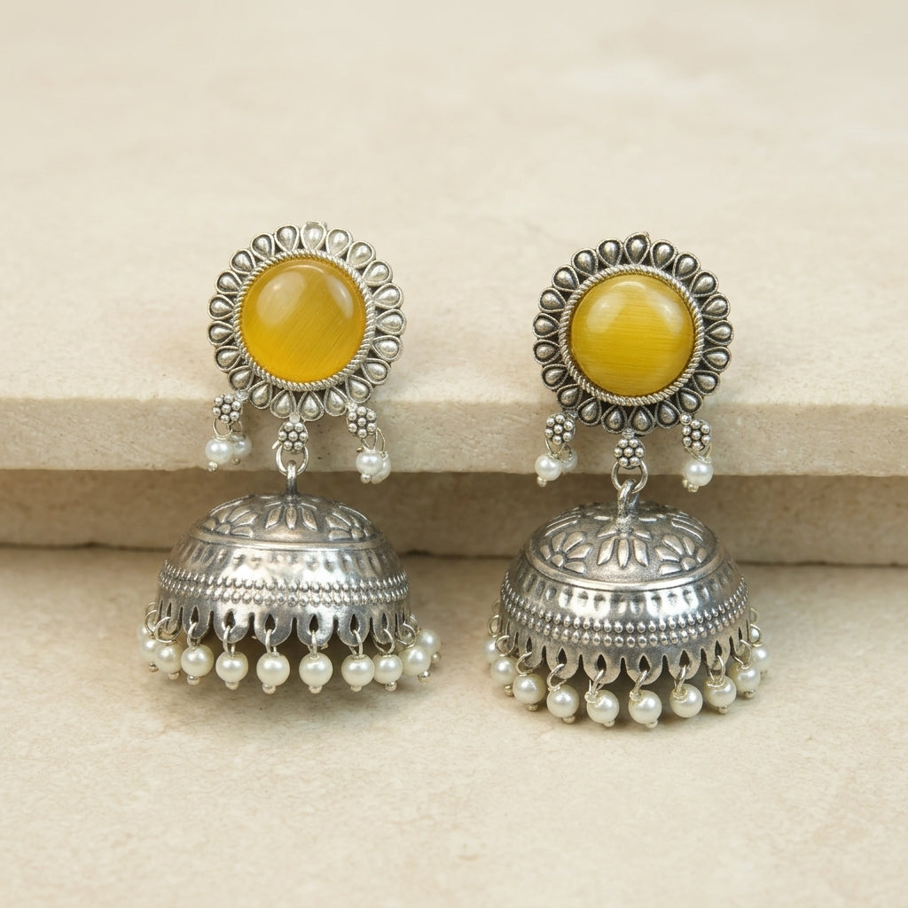 MYRA - Silver Toned BRASS Earrings