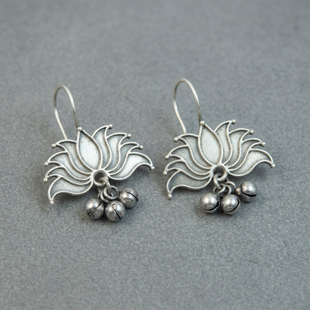 MYRA - Silver Toned BRASS Earrings Main image