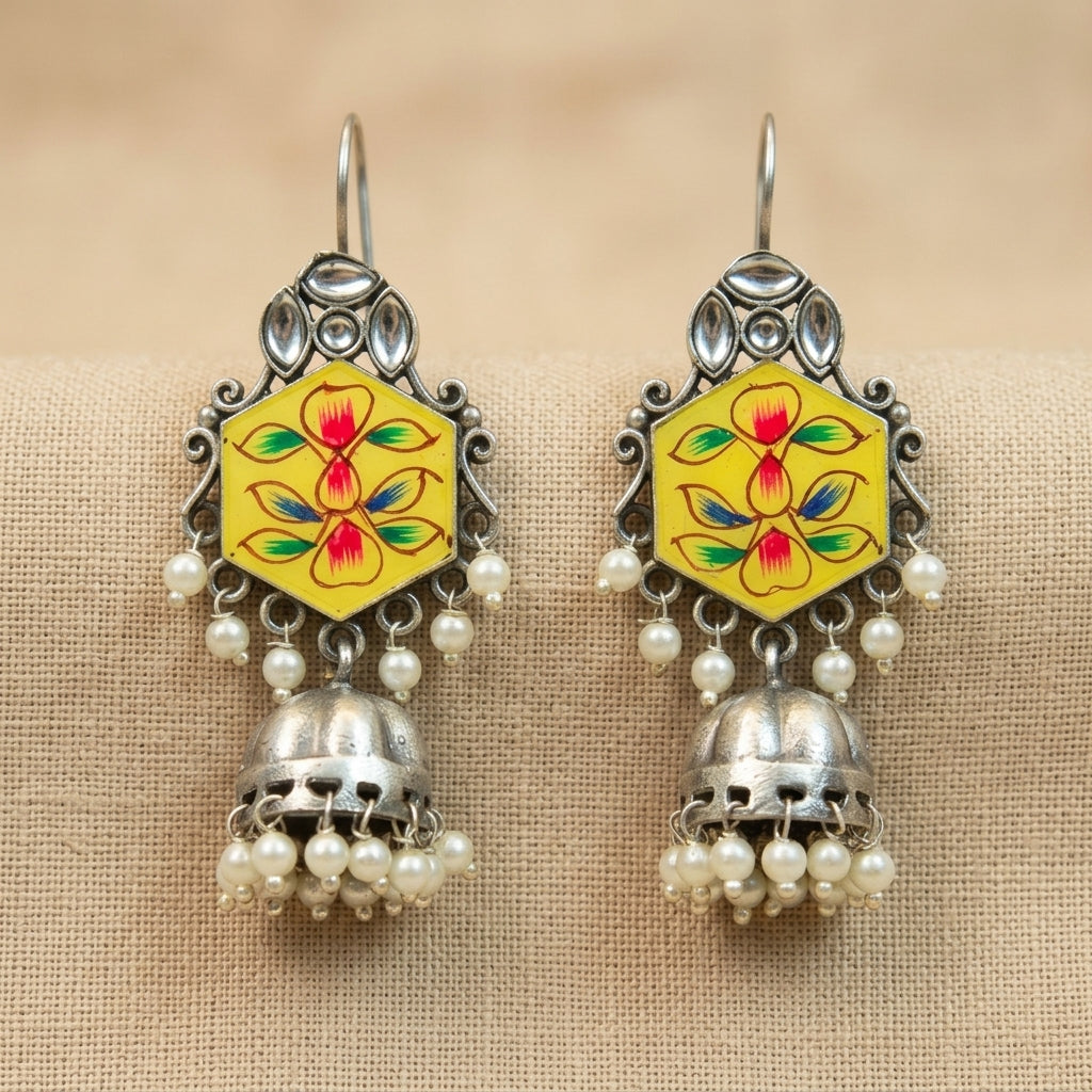 MYRA - Silver Toned BRASS Earrings Main image