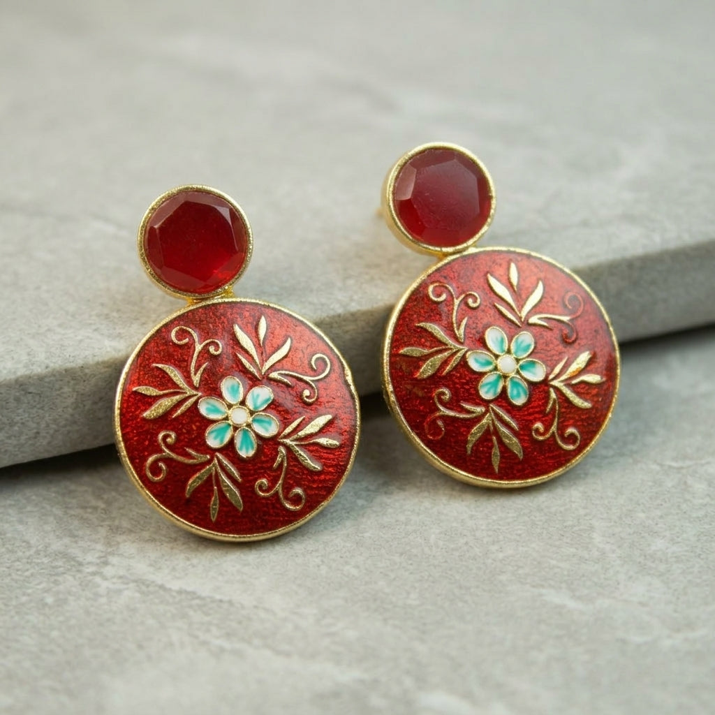 SYRA - MEENAKARI Brass Earrings - 5 Main image