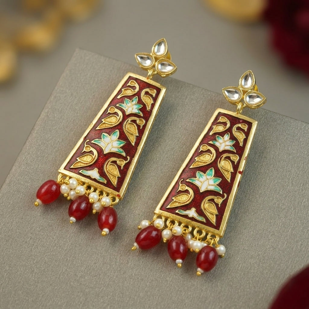 SYRA - MEENAKARI Brass Earrings - 1