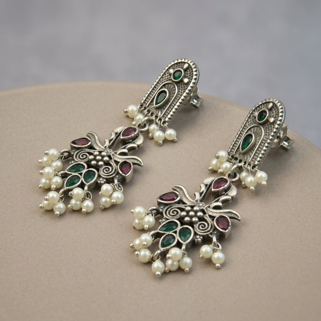 MYRA - Silver Toned BRASS Earrings Main image