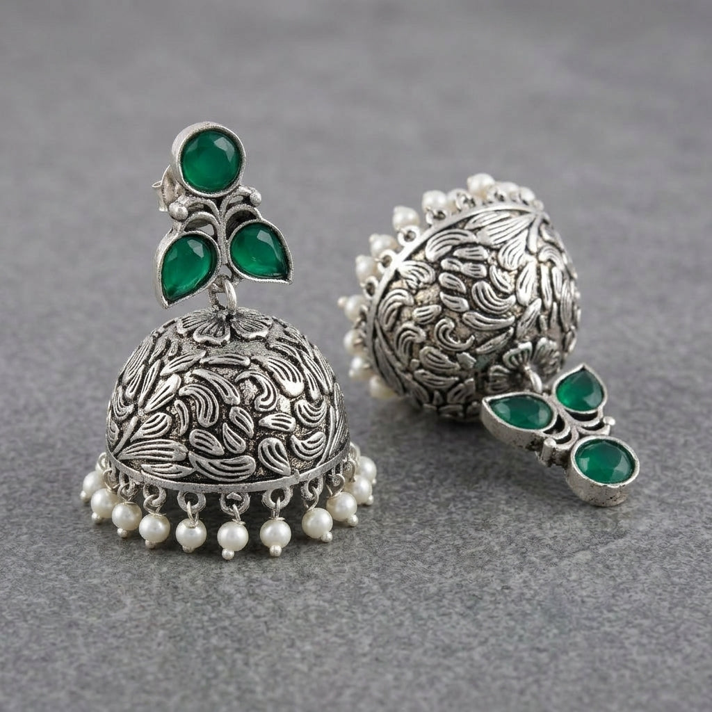 MYRA - Silver Toned BRASS Earrings Main image