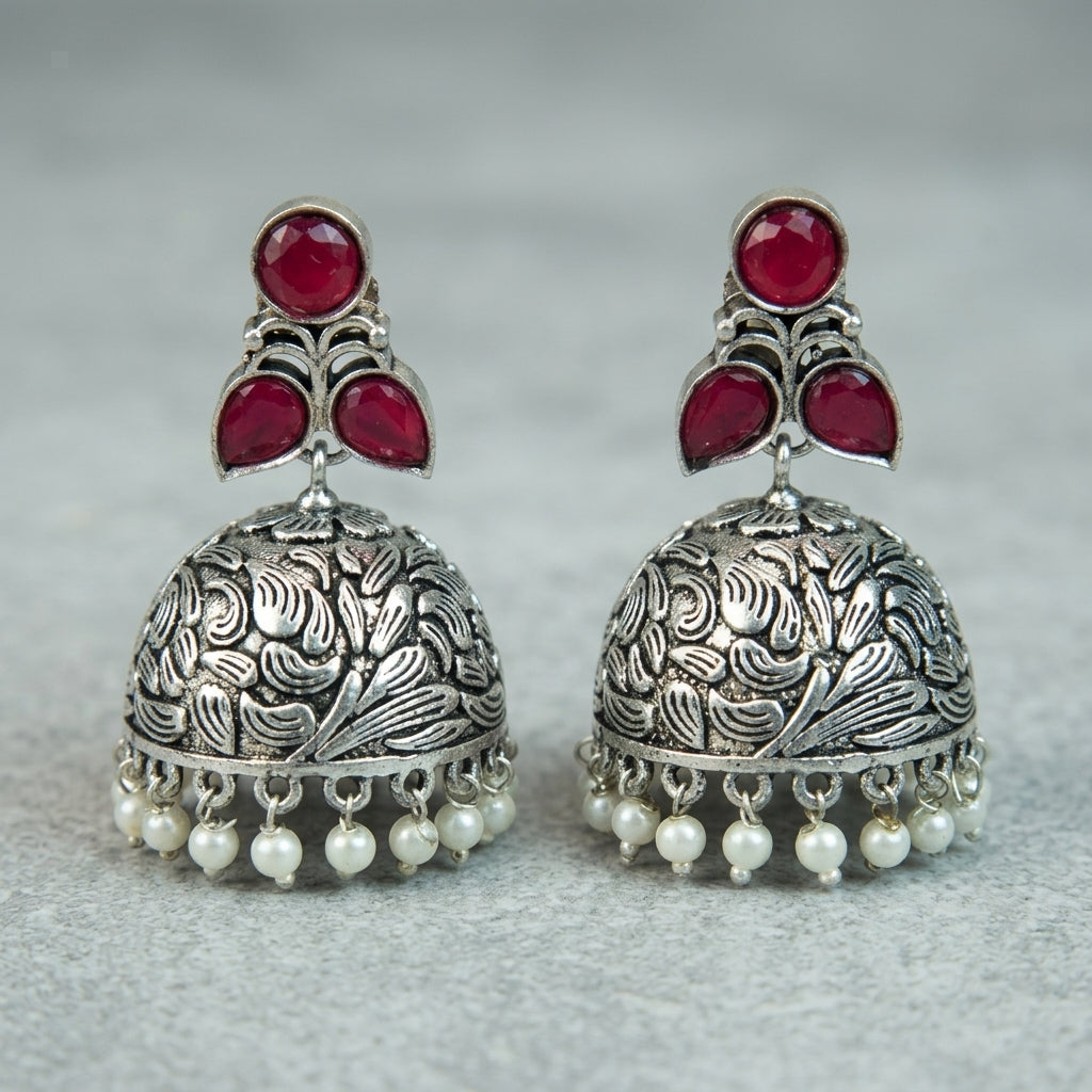 MYRA - Silver Toned BRASS Earrings