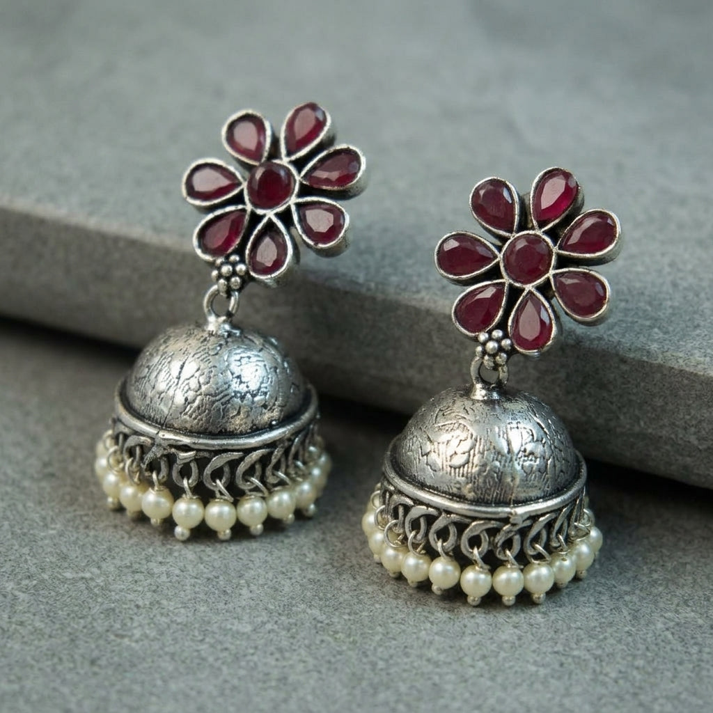 MYRA - Silver Toned BRASS Earrings Main image