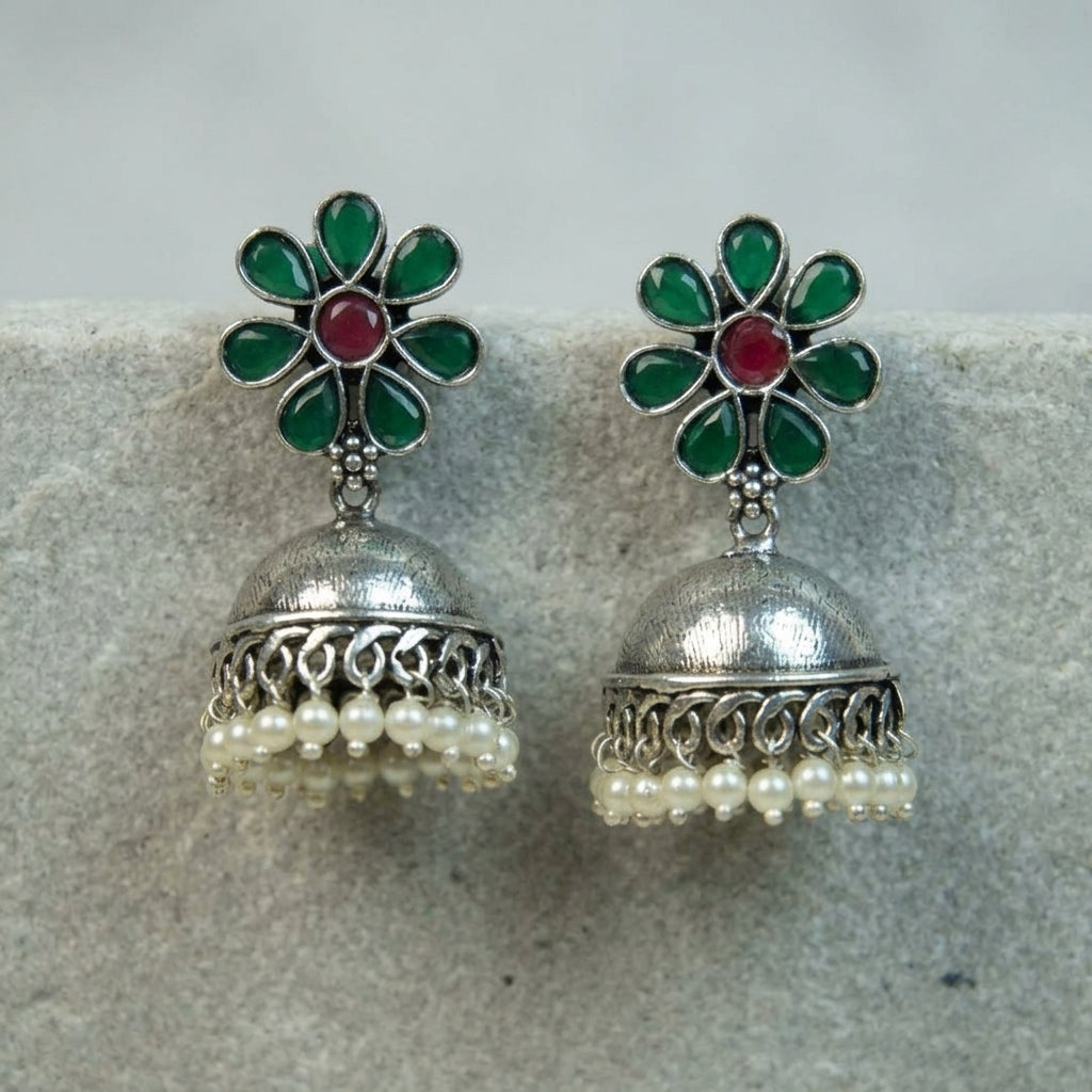 MYRA - Silver Toned BRASS Earrings