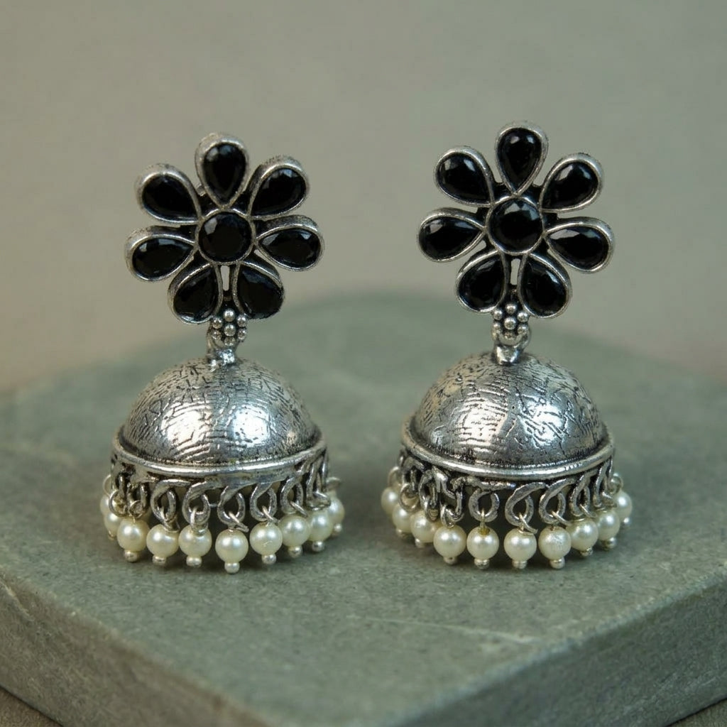 MYRA - Silver Toned BRASS Earrings Main image