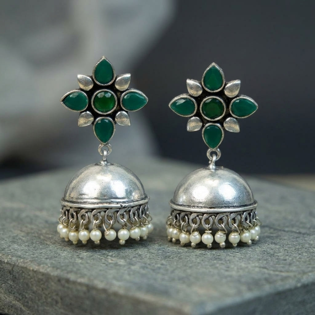 MYRA - Silver Toned BRASS Earrings Main image