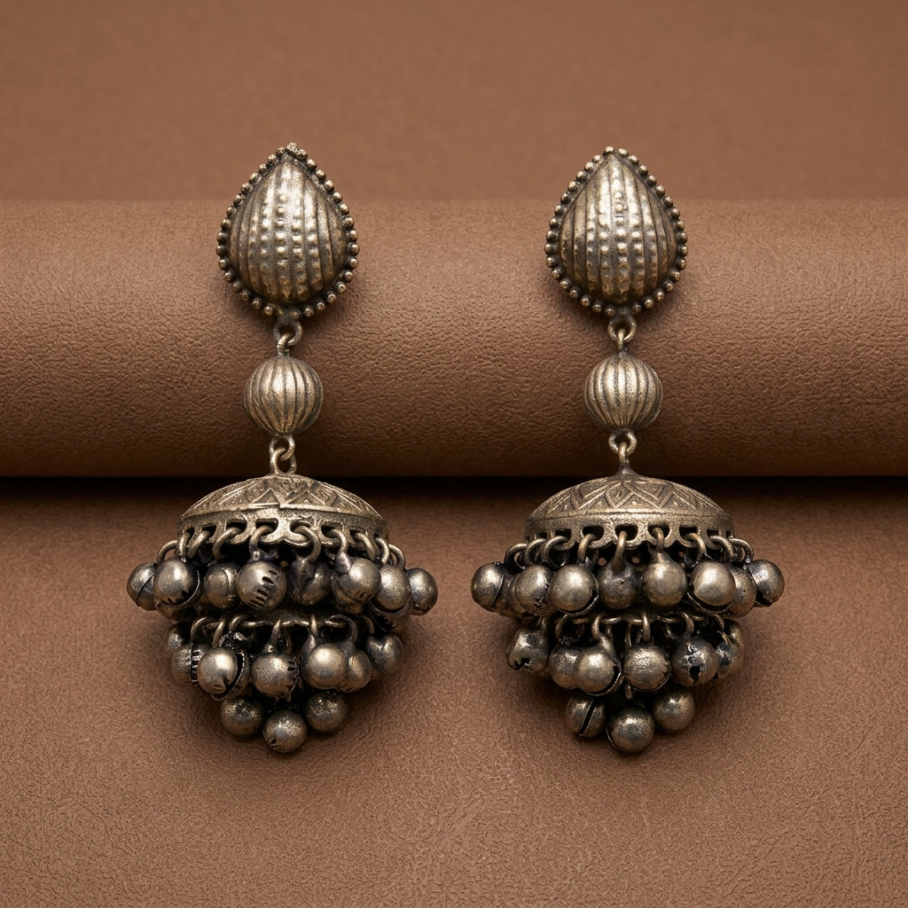 MYRA - Silver Toned BRASS Earrings Main image