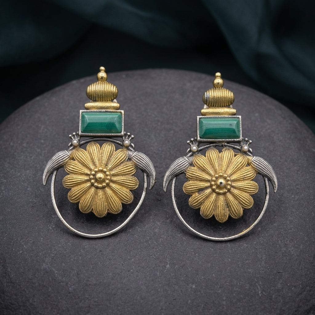 SARA  - Dual Toned BRASS Earrings