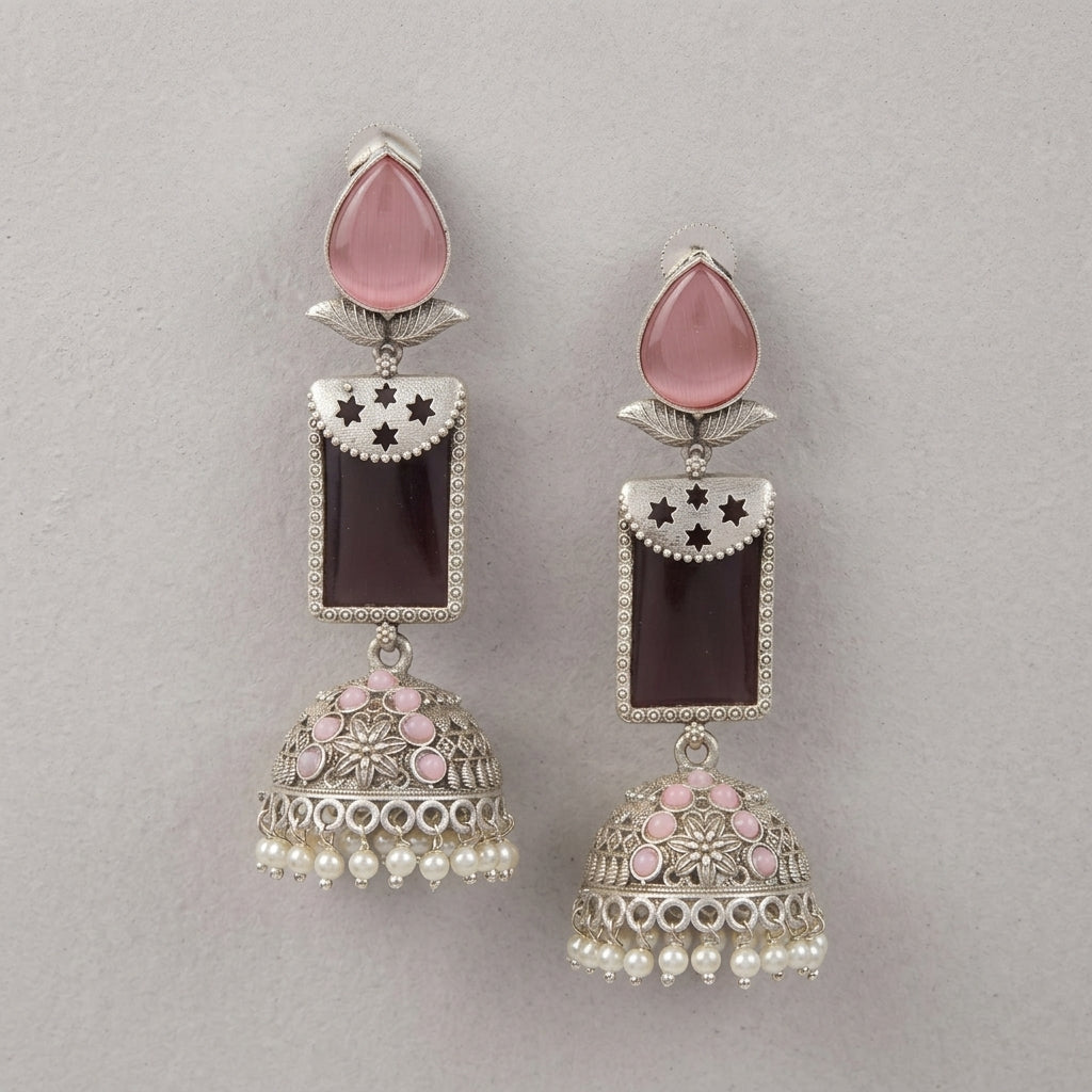 MYRA - Silver Toned BRASS Earrings