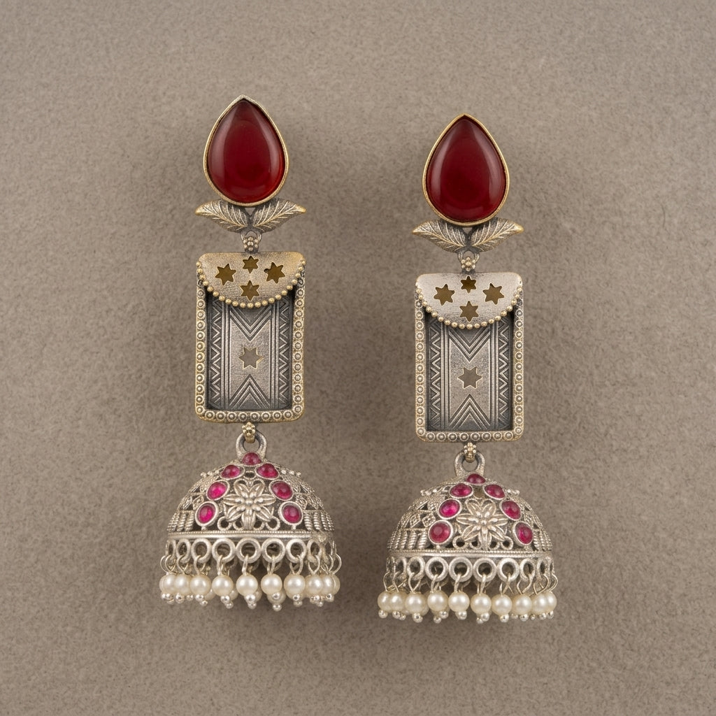 MYRA - Silver Toned BRASS Earrings Main image