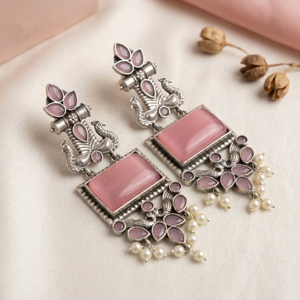 MYRA - Silver Toned BRASS Earrings Main image